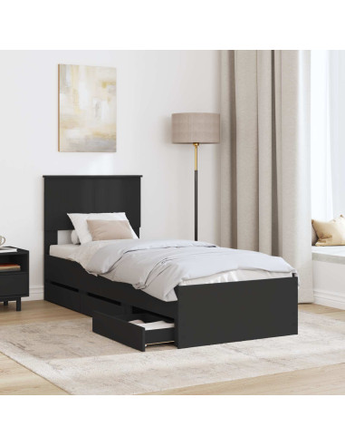 Struttura del letto Nero 75 x 190 cm Legno Ingegnerizzato
