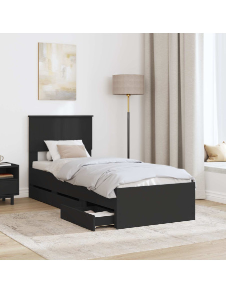 Struttura del letto Nero 75 x 190 cm Legno Ingegnerizzato