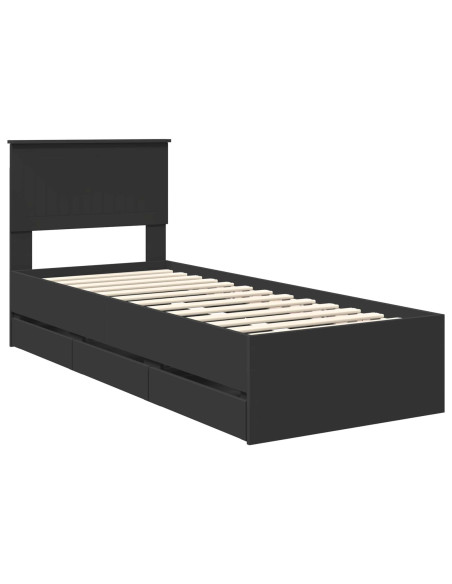 Struttura del letto Nero 75 x 190 cm Legno Ingegnerizzato