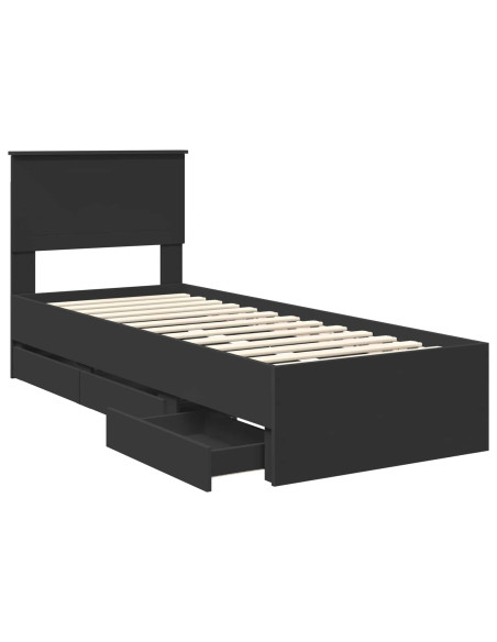 Struttura del letto Nero 75 x 190 cm Legno Ingegnerizzato