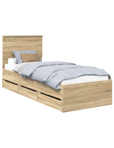 Struttura del letto con cassetto Rovere Sonoma 75 x 190 cm