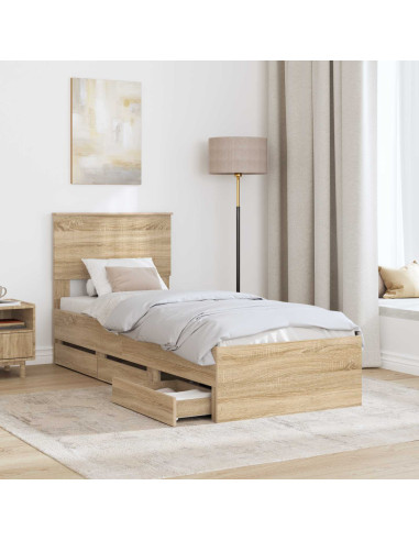 Struttura del letto con cassetto Rovere Sonoma 75 x 190 cm