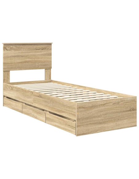Struttura del letto con cassetto Rovere Sonoma 75 x 190 cm