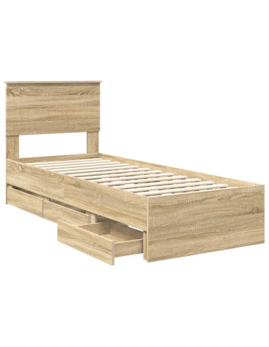 Struttura del letto con cassetto Rovere Sonoma 75 x 190 cm