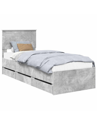 Struttura del letto con cassetto Grigio cemento 75 x 190 cm
