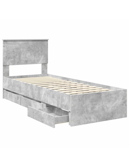 Struttura del letto con cassetto Grigio cemento 75 x 190 cm