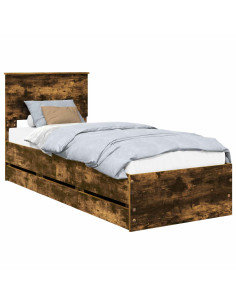 Struttura del letto con cassetto Rovere fumé 75 x 190 cm 2