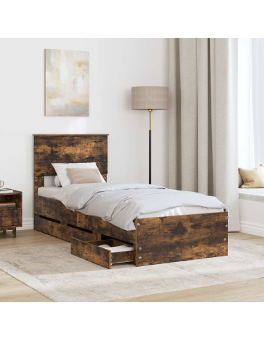 Struttura del letto con cassetto Rovere fumé 75 x 190 cm
