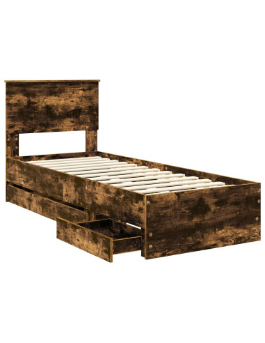 Struttura del letto con cassetto Rovere fumé 75 x 190 cm