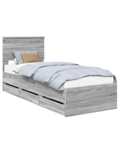 Struttura del letto con cassetto Grigio Sonoma 75 x 190 cm