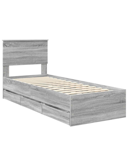 Struttura del letto con cassetto Grigio Sonoma 75 x 190 cm