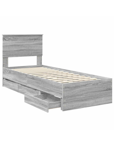Struttura del letto con cassetto Grigio Sonoma 75 x 190 cm