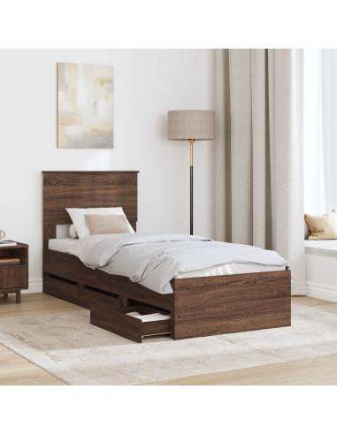 Struttura del letto con cassetto Rovere Marrone 75 x 190 cm