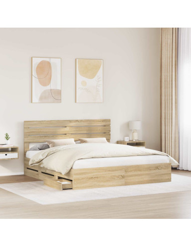 Struttura del letto con cassetto Rovere Sonoma 200 x 200 cm