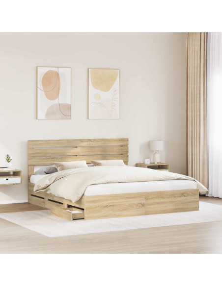 Struttura del letto con cassetto Rovere Sonoma 200 x 200 cm