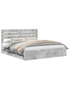 Struttura del letto con cassetto Grigio cemento 200 x 200 cm 2