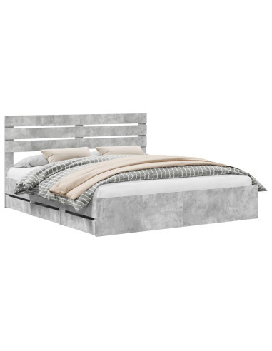 Struttura del letto con cassetto Grigio cemento 200 x 200 cm