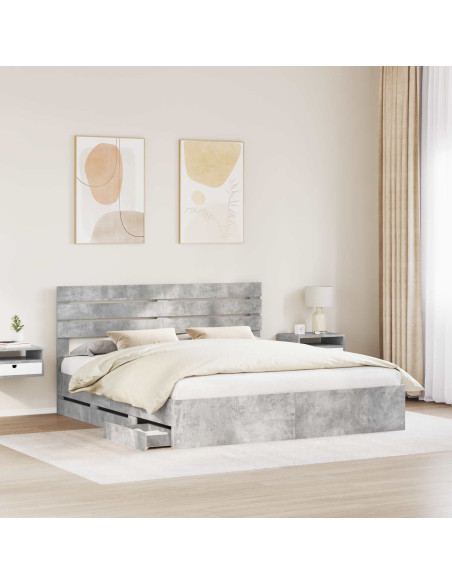 Struttura del letto con cassetto Grigio cemento 180 x 200 cm