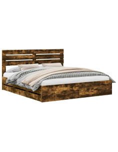 Struttura del letto con cassetto Rovere fumé 180 x 200 cm 2