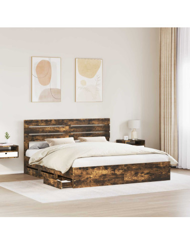 Struttura del letto con cassetto Rovere fumé 180 x 200 cm