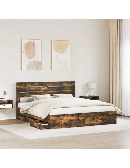 Struttura del letto con cassetto Rovere fumé 180 x 200 cm