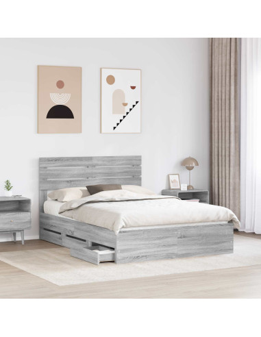 Struttura del letto con cassetto Grigio Sonoma 160 x 200 cm