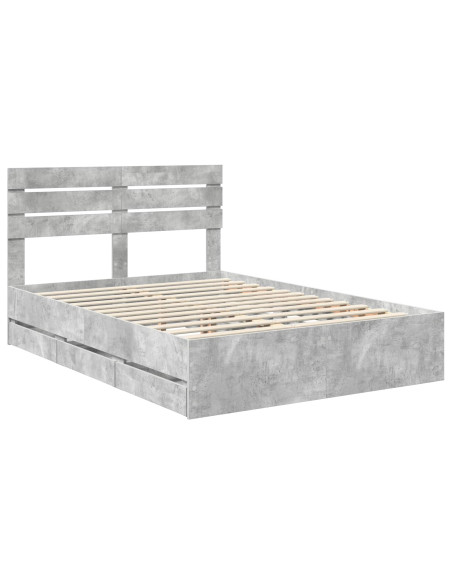 Struttura del letto con cassetto Grigio cemento 150 x 200 cm