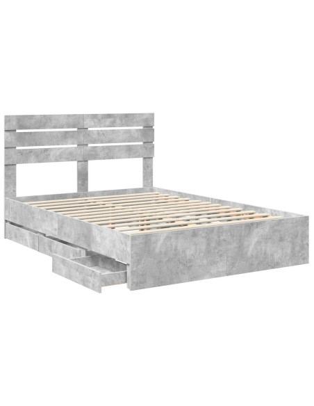 Struttura del letto con cassetto Grigio cemento 150 x 200 cm