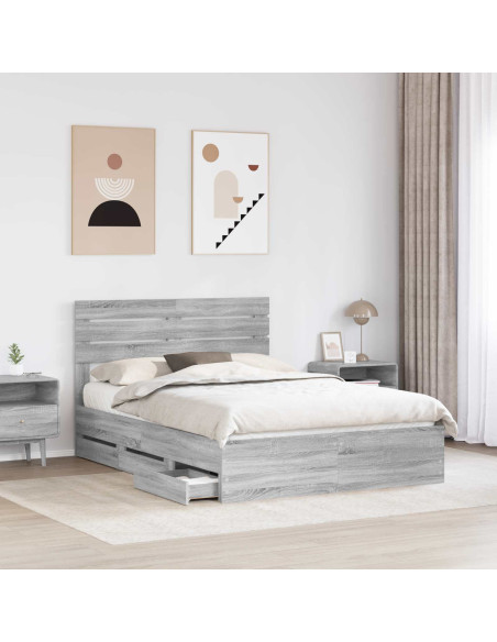 Struttura del letto con cassetto Grigio Sonoma 150 x 200 cm