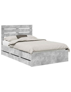 Struttura del letto con cassetto Grigio cemento 135 x 190 cm 2