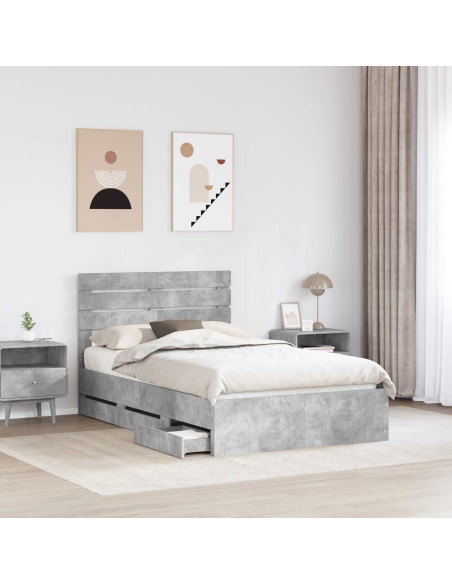 Struttura del letto con cassetto Grigio cemento 135 x 190 cm