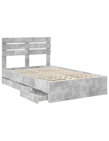 Struttura del letto con cassetto Grigio cemento 135 x 190 cm