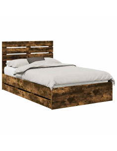 Struttura del letto con cassetto Rovere fumé 135 x 190 cm 2