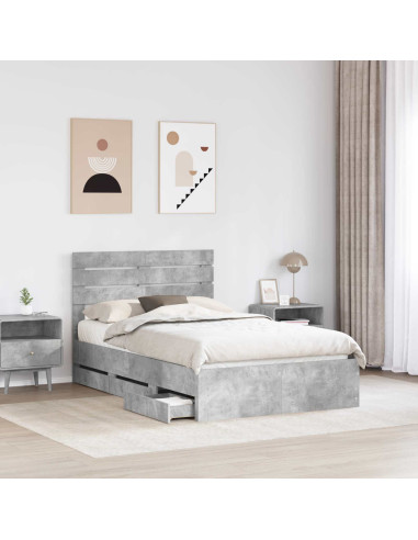 Struttura del letto con cassetto Grigio cemento 120 x 190 cm