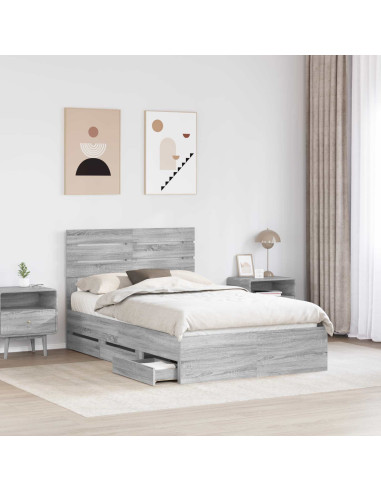 Struttura del letto con cassetto Grigio Sonoma 120 x 190 cm