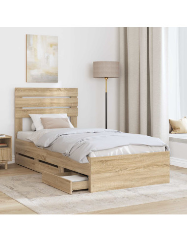 Struttura del letto con cassetto Rovere Sonoma 100 x 200 cm
