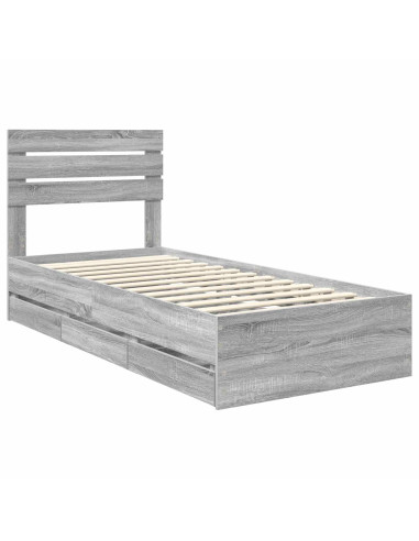 Struttura del letto con cassetto Grigio Sonoma 100 x 200 cm