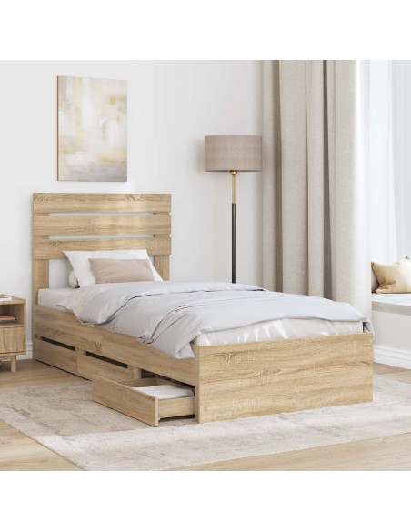 Struttura del letto con cassetto Rovere Sonoma 90 x 190 cm