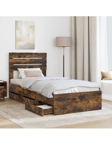 Struttura del letto con cassetto Rovere fumé 90 x 190 cm