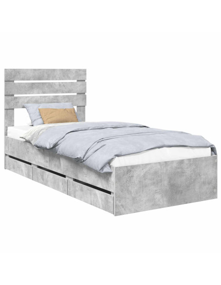 Struttura del letto con cassetto Grigio cemento 90 x 200 cm