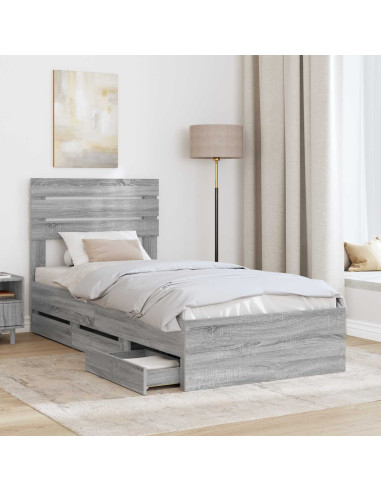Struttura del letto con cassetto Grigio Sonoma 90 x 200 cm