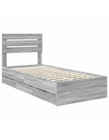 Struttura del letto con cassetto Grigio Sonoma 90 x 200 cm