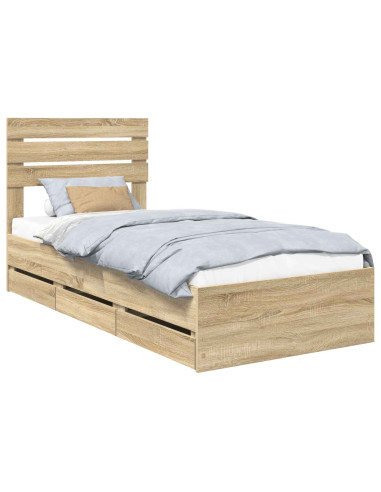 Struttura del letto con cassetto Rovere Sonoma 75 x 190 cm
