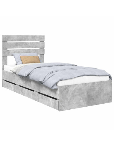 Struttura del letto con cassetto Grigio cemento 75 x 190 cm