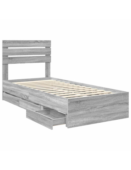 Struttura del letto con cassetto Grigio Sonoma 75 x 190 cm