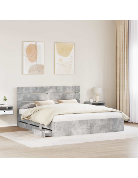 Struttura del letto con cassetto Grigio cemento 200 x 200 cm