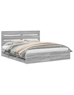 Struttura del letto con cassetto Grigio Sonoma 200 x 200 cm 2