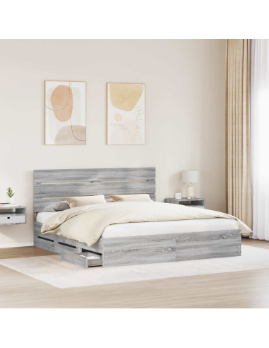 Struttura del letto con cassetto Grigio Sonoma 200 x 200 cm