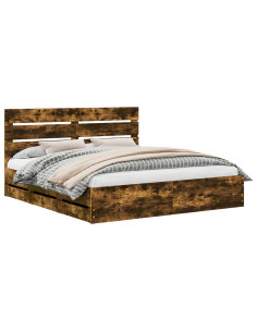 Struttura del letto con cassetto Rovere fumé 180 x 200 cm 2