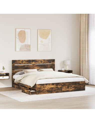 Struttura del letto con cassetto Rovere fumé 180 x 200 cm